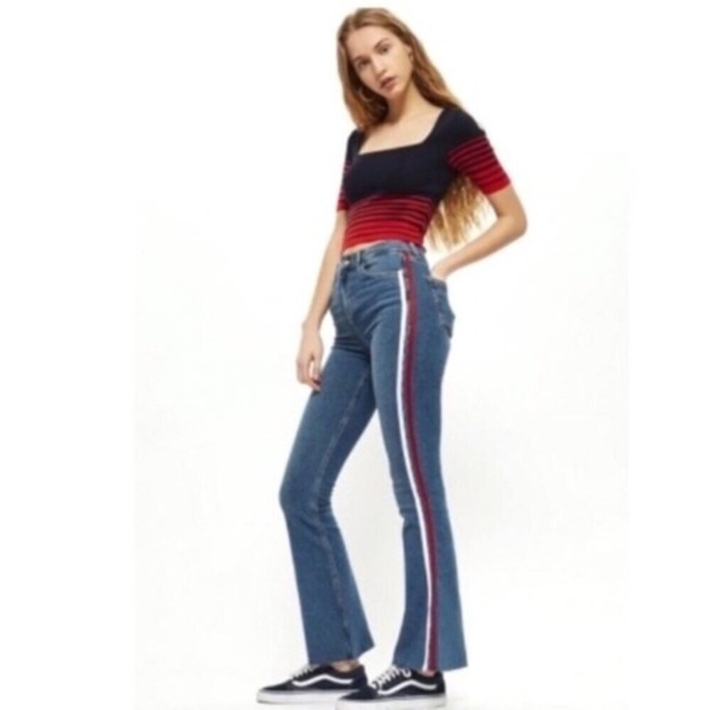 TOPSHOP MOTO Side Striped Flared Jamie Jeans 30